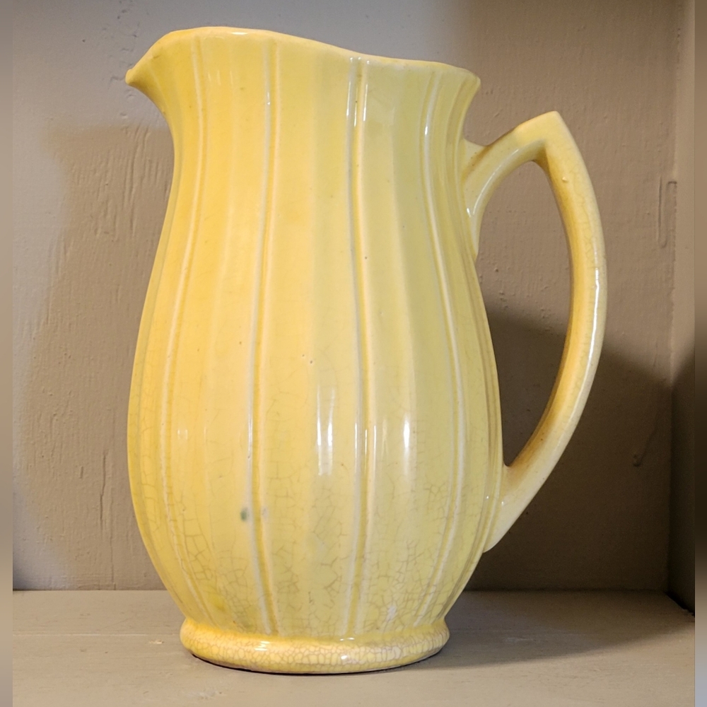 Mccoy Yellow Ribbed Accent Vase